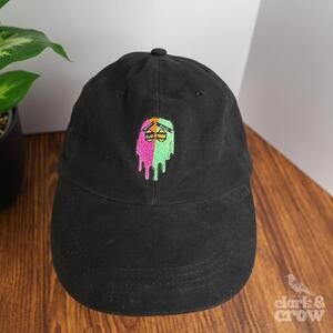 Black Drip Neon Face Embroidered Dad Hat Adjustable 100% Cotton Streetwear Cap